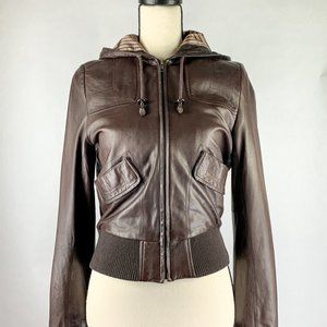 Chocolate Brown Hooded Buttery Soft Leather Jacket